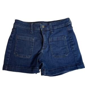 Universal Thread Women's High Rise Midi Denim Shorts Size 2 26 Dark Wash‎